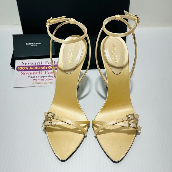 Saint Laurent Lila EU 38/ US 8 Sandals Soft Nude Gippy Buckle Ankle-Strap NIB - Picture 3 of 10